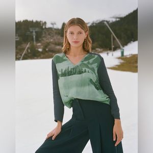 Nice Things Palomas - Apline Valley Blouse / Size US M / Navy & Emerald